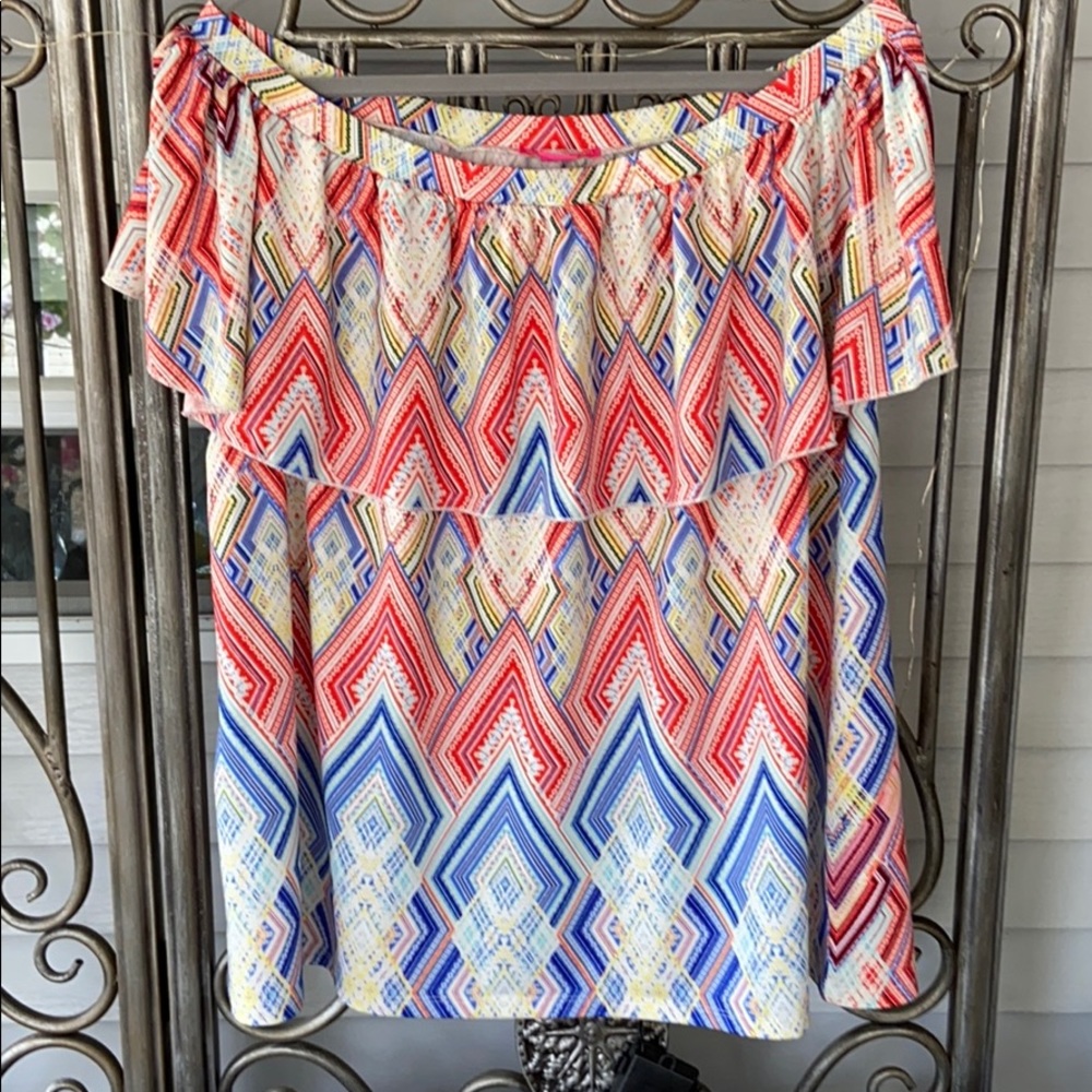 Off shoulders Red Print Top
